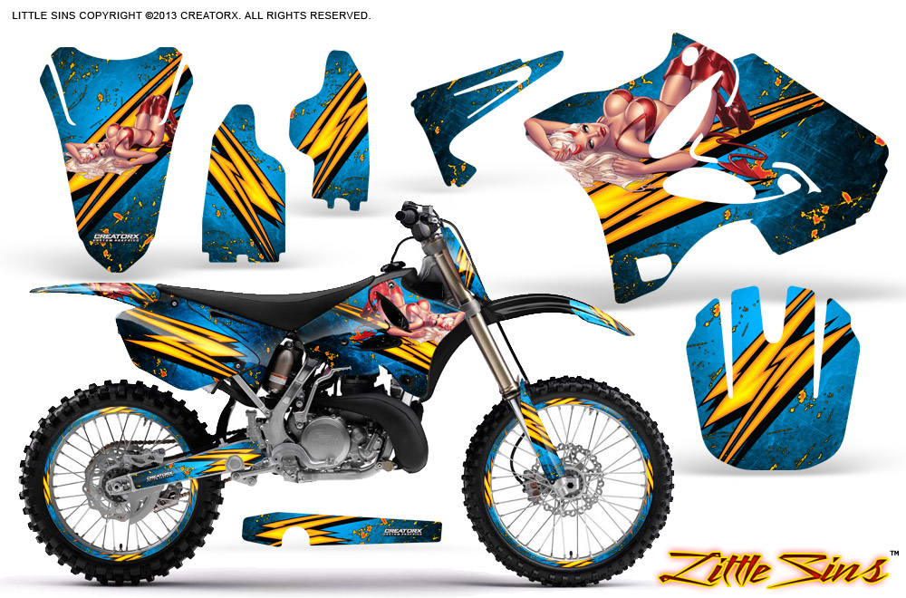 Yamaha YZ125-YZ250 02-12 Graphics Kit Little Sins BlueIce NP Rims